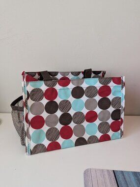 Thirty-One All in Organizer Colorful Polka Dot Tote Bag Dual Handles